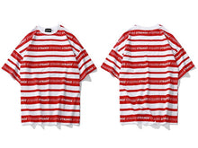 Load image into Gallery viewer, GONTHWID Striped Full Letter Printed Short Sleeve T-shirts