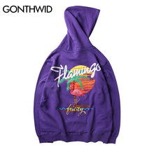 Load image into Gallery viewer, GONTHWID Harajuku Embroidery Pink Flamingo Printed Hoodies