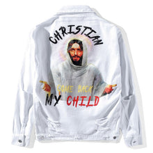 Load image into Gallery viewer, GONTHWID God Printed Ripped Hole Destroyed Denim Jackets