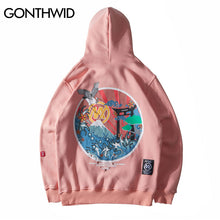 Load image into Gallery viewer, GONTHWID Japanese Embroidered Cranes Fleece Hoodies