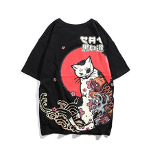 Load image into Gallery viewer, GONTHWID Japanese Ukiyo Cat Printed T Shirts