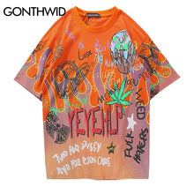 Load image into Gallery viewer, GONTHWID Graffiti Fire Flame Streetwear T-shirts