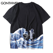 Load image into Gallery viewer, GONTHWID Japanese Ukiyo E Koi Crap Fish Printed T-shirts
