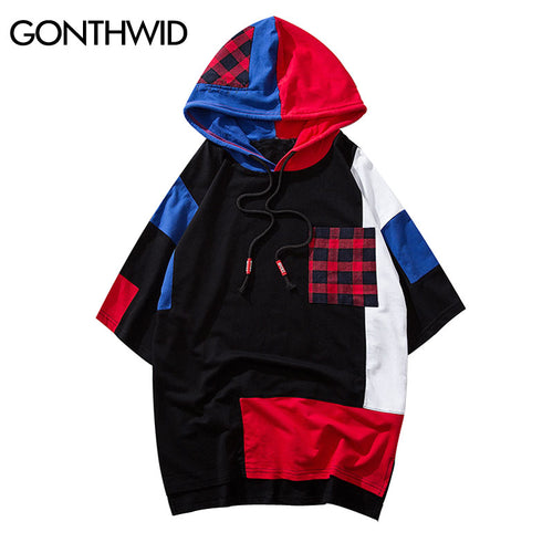 GONTHWID Color Block Patchwork Pullover Hoodies