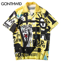 Load image into Gallery viewer, GONTHWID Hip Hop Graffiti Hawaiian Aloha Fancy  Beach Shirts