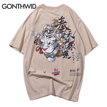 Load image into Gallery viewer, GONTHWID Chinese Character Tiger Snake Printed Tshirts