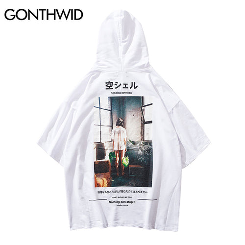 GONTHWID Hip Hop Japanese Girl Printed Hoodies