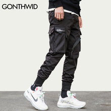 Load image into Gallery viewer, GONTHWID Ribbon Buckle Multi-Pockets Harem Joggers Pants