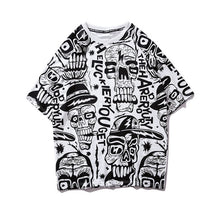 Load image into Gallery viewer, GONTHWID Hip Hop Skull Graffiti Print T Shirts