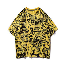 Load image into Gallery viewer, GONTHWID Hip Hop Skull Graffiti Print T Shirts