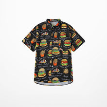 Load image into Gallery viewer, GONTHWID French Fries Hamburger Chips Print Hawaiian Aloha Beach Shirts