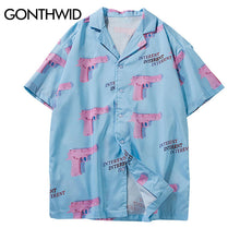 Load image into Gallery viewer, GONTHWID Pistol Gun Print Aloha Hawaii Beach Shirts