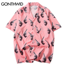 Load image into Gallery viewer, GONTHWID Pistol Gun Print Pink Beach Hawaiian Aloha Shirt