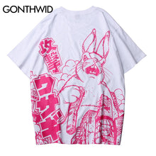 Load image into Gallery viewer, GONTHWID Crazy Rabbit Print Streetwear T Shirts