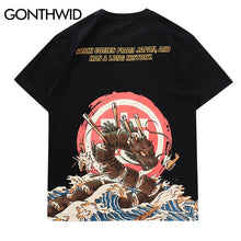 Load image into Gallery viewer, GONTHWID Japanese Ukiyo-E Sushi Dragon Print Tshirts