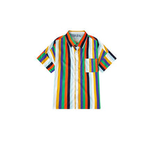 Load image into Gallery viewer, GONTHWID Rainbow Vertical Striped Short Sleeve Aloha Beach Shirt