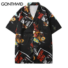Load image into Gallery viewer, GONTHWID Astronaut Graffiti Ink Print Hawaii Beach Shirts